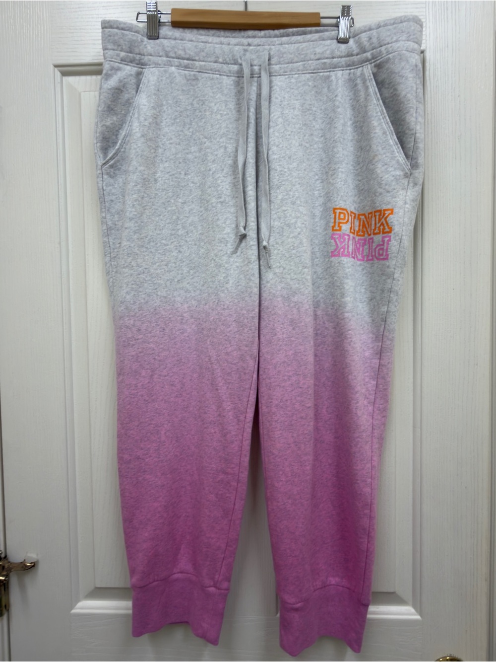 NWT PINK Victoria's Secret Gray to Pink Ombre Joggers XL
